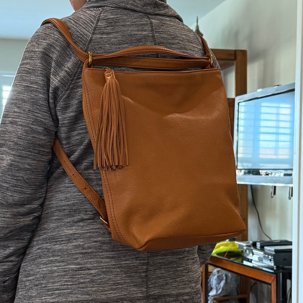 Hobo Tan Leather Backpack/ Shoulder Bag